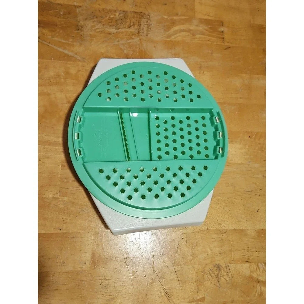 Vintage Tupperware Jadeite Green Cheese Grater W/ Almond Bowl 2 Pc Set - No Lid